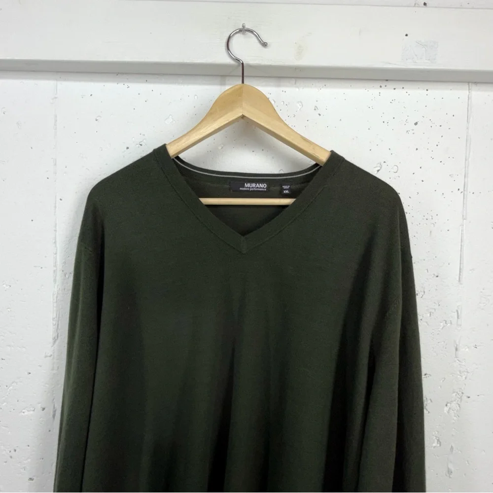 Murano Men’s Size XXL Dark Green V Neck Sweater - Picture 2 of 12